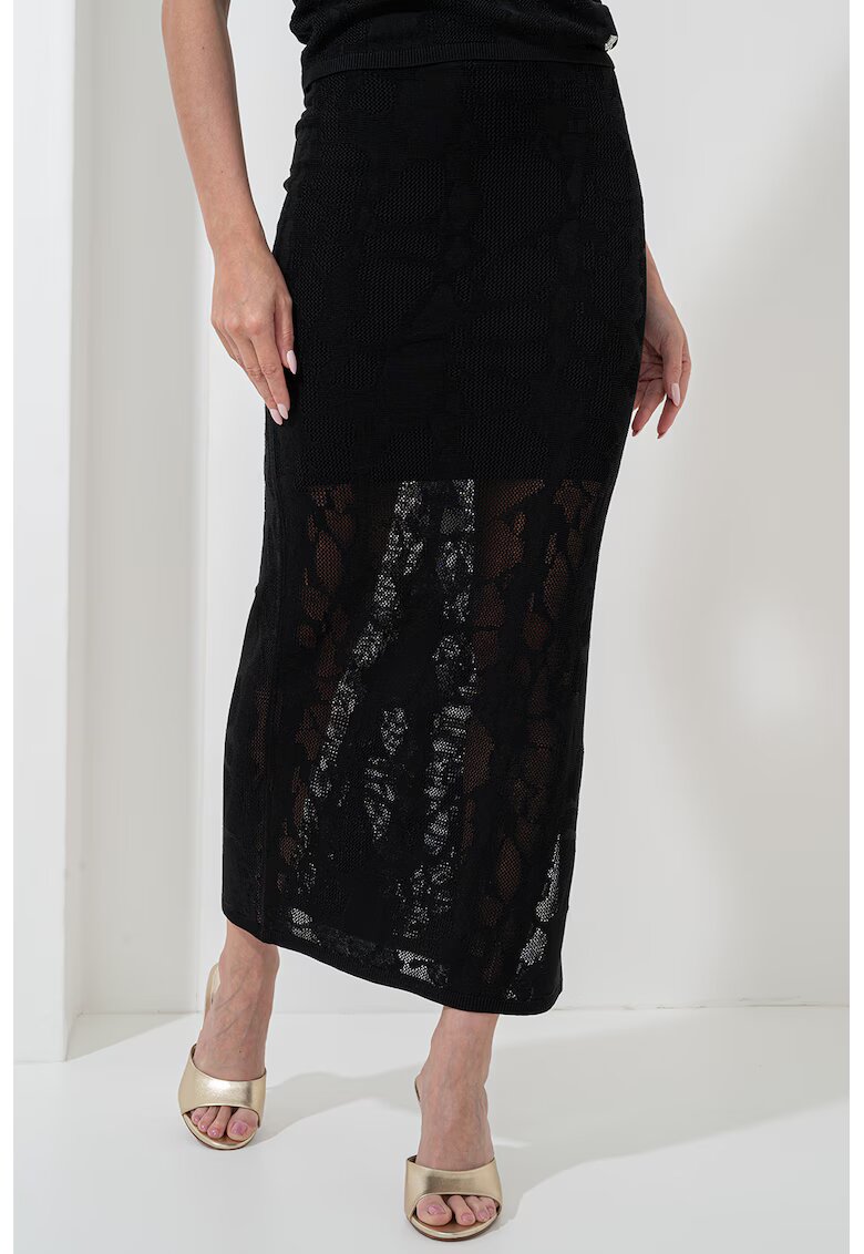 Hugo Fusta maxi cu aspect semitransparent Seshise - Negru