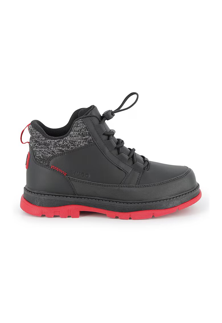 Hugo Ghete de piele cu garnituri textile - Negru/Alb murdar