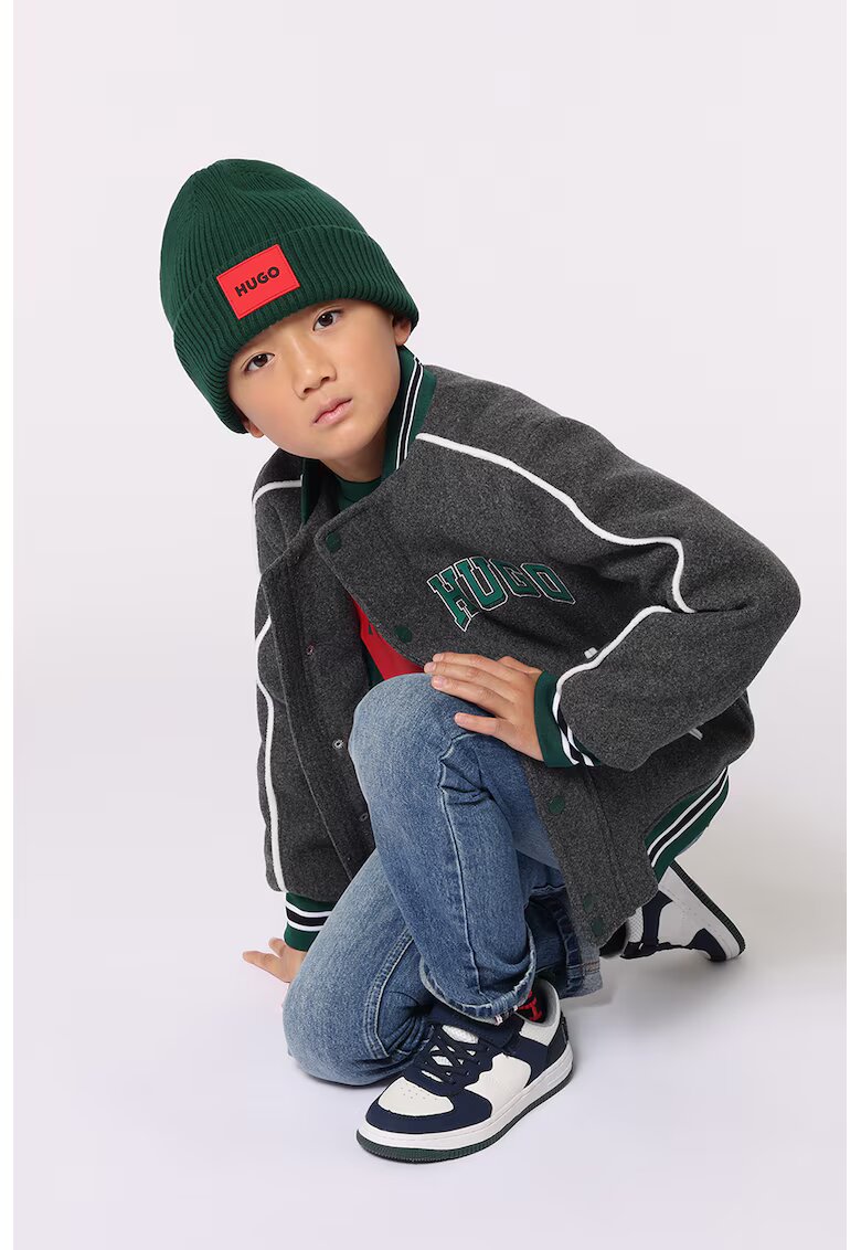Hugo Jacheta bomber cu buzunare oblice - Alb/Gri melange/Verde persan