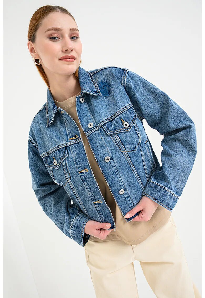 Hugo Jacheta crop de denim Anouk - Albastru melange