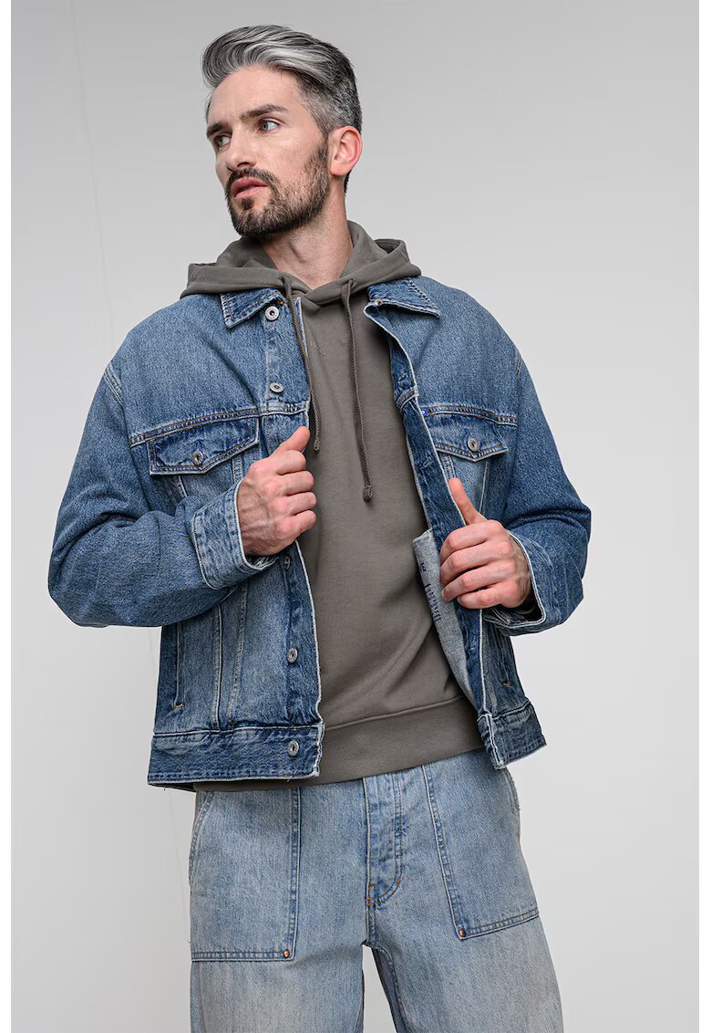 Hugo Jacheta de denim cu buzunare pe piept - Albastru deschis