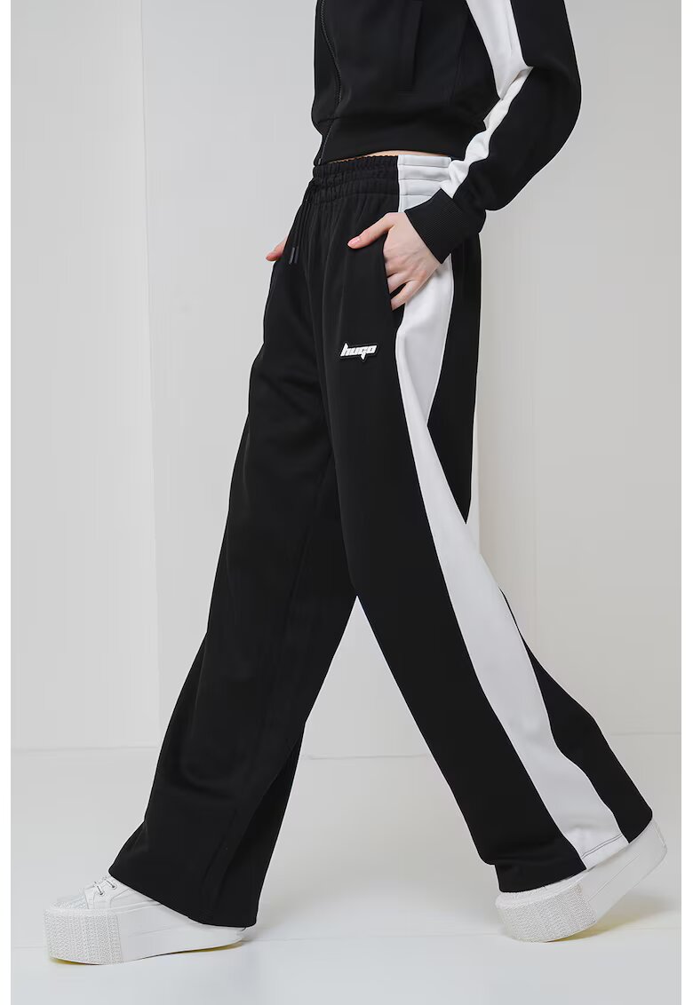 Hugo Pantaloni de trening cu croiala ampla si talie inalta Nelarina - Alb/Negru