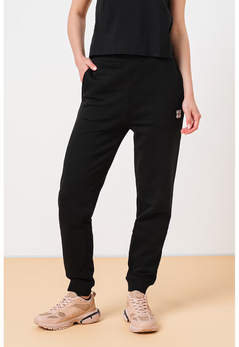 Hugo Pantaloni de trening din bumbac Nelfinia - Negru