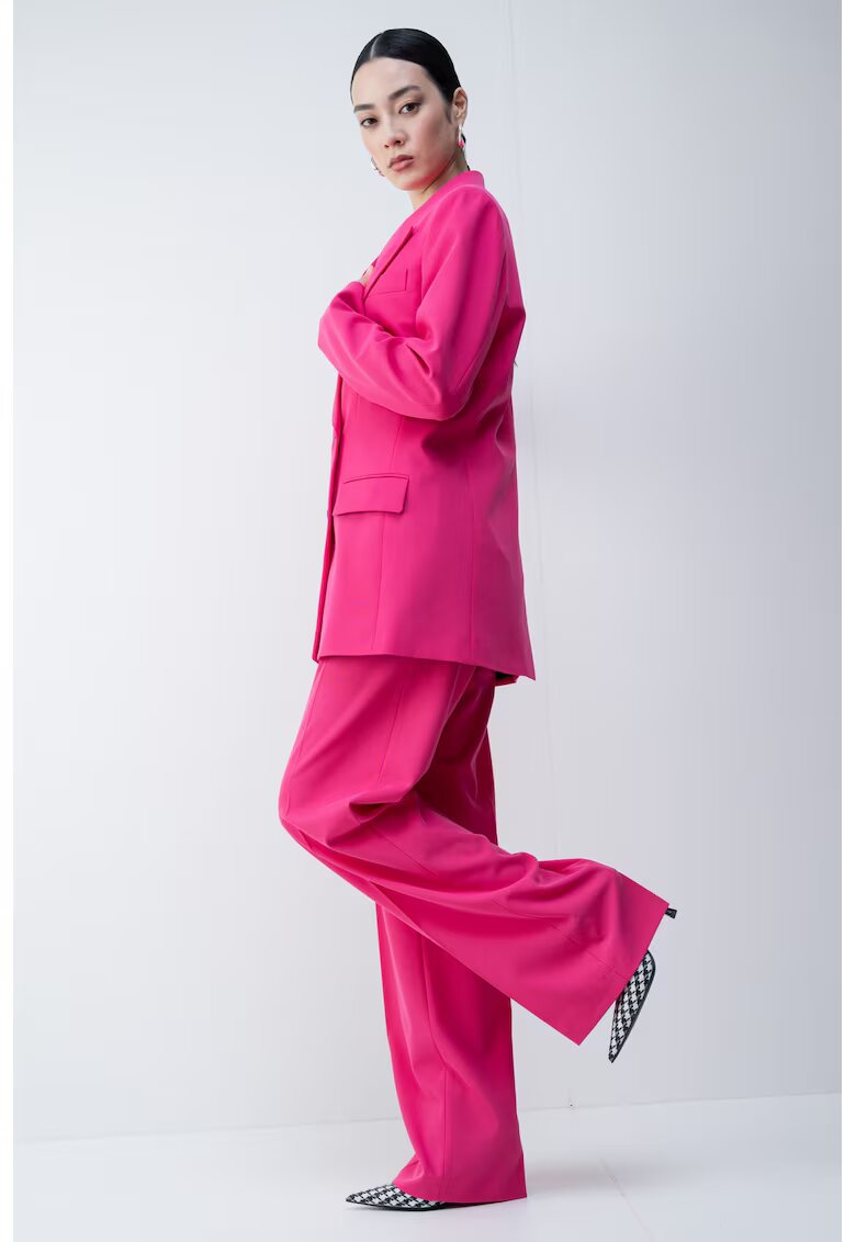 Hugo Pantaloni eleganti cu croiala ampla si talie inalta - Roz deschis
