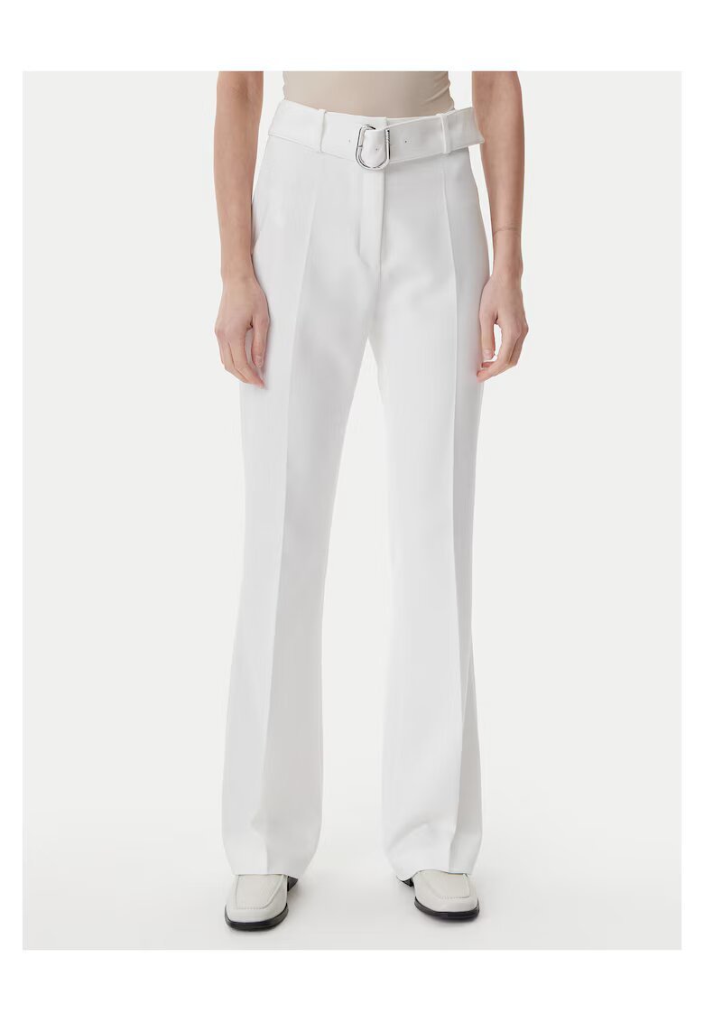 Hugo Pantaloni eleganti pentru dama - albi - textil