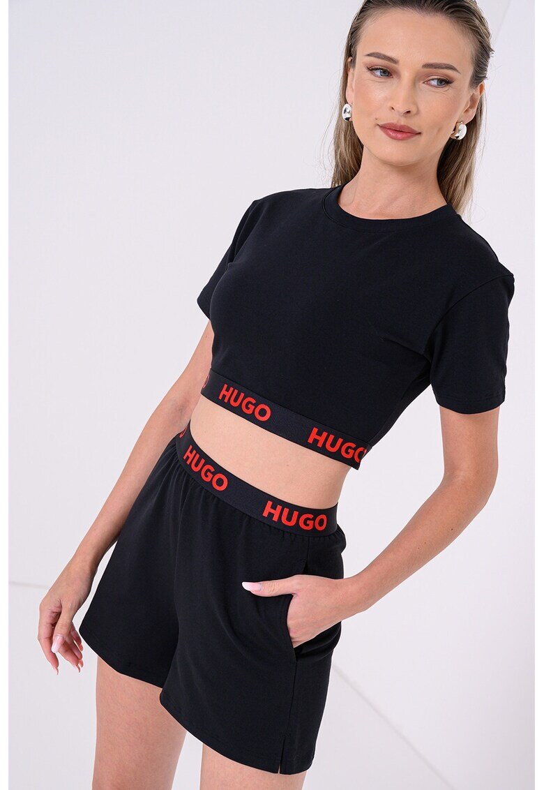 Hugo Pantaloni scurti de pijama cu banda logo in talie - Negru