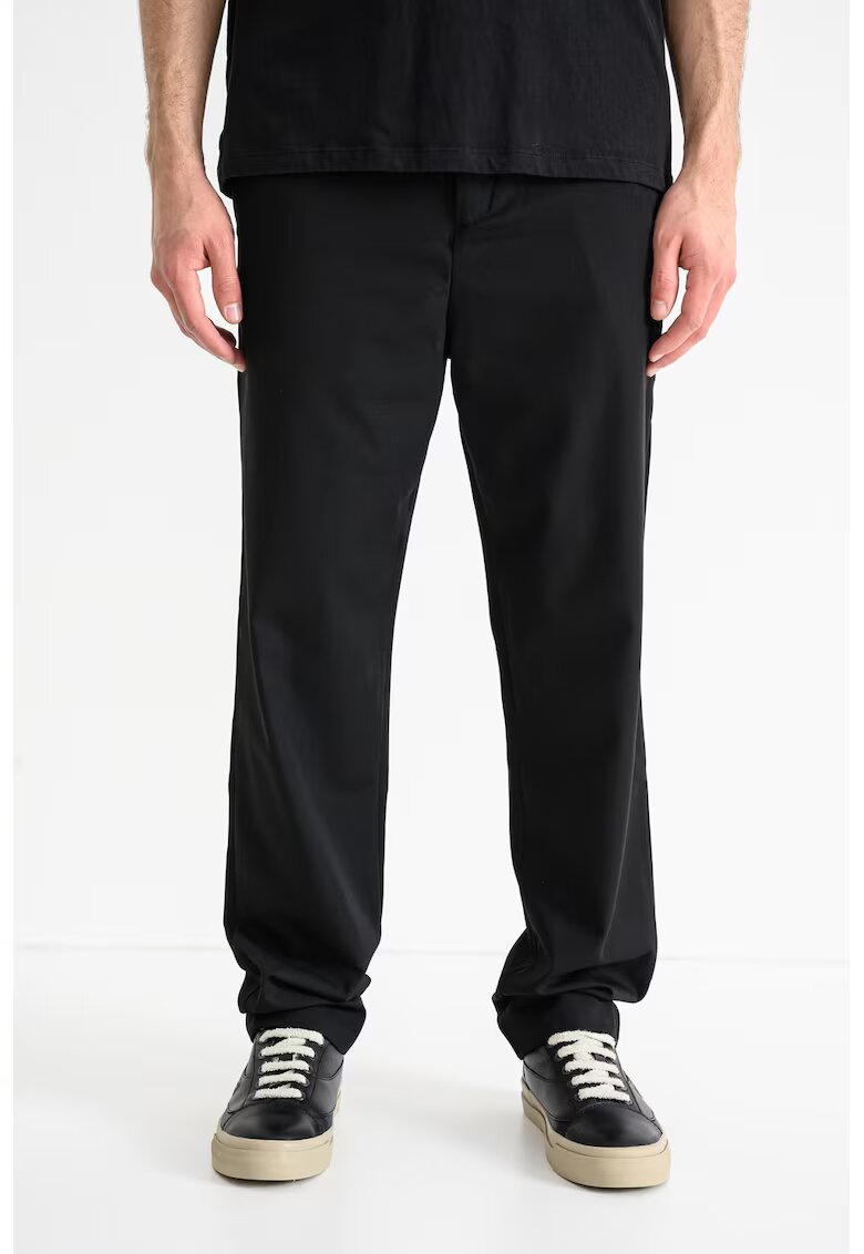 Hugo Pantaloni uni din amestec de lana - Negru