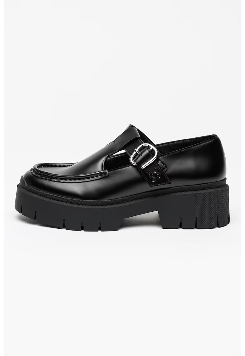 Hugo Pantofi de piele ecologica cu bareta in T Kris - Negru