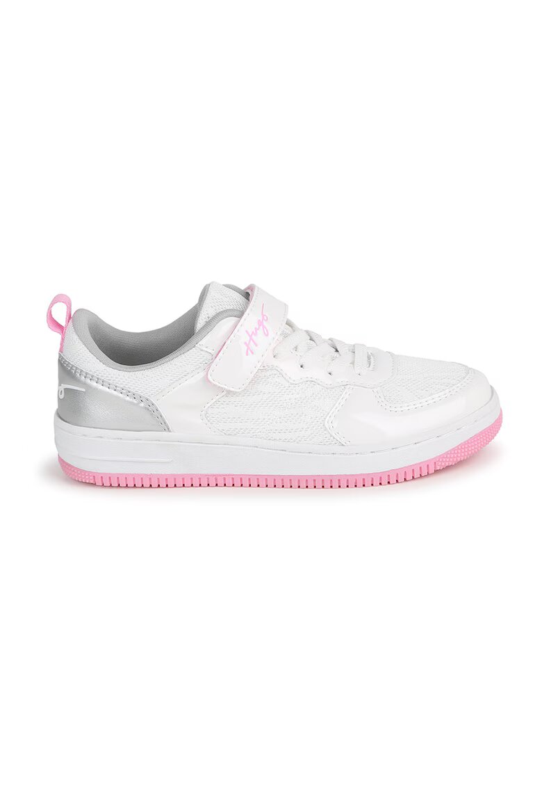 Hugo Pantofi sport cu velcro - Alb/Roz/Argintiu
