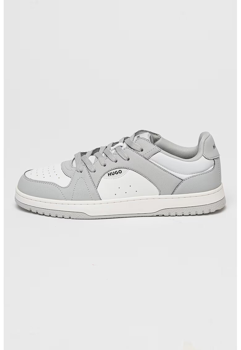 Hugo Pantofi sport de piele ecologica cu logo Hadrian - Alb/Gri deschis