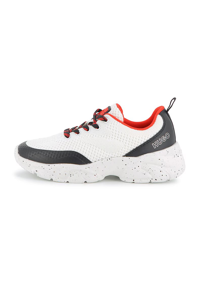 Hugo Pantofi sport demiwedge din plasa - Rosu/Alb/Negru