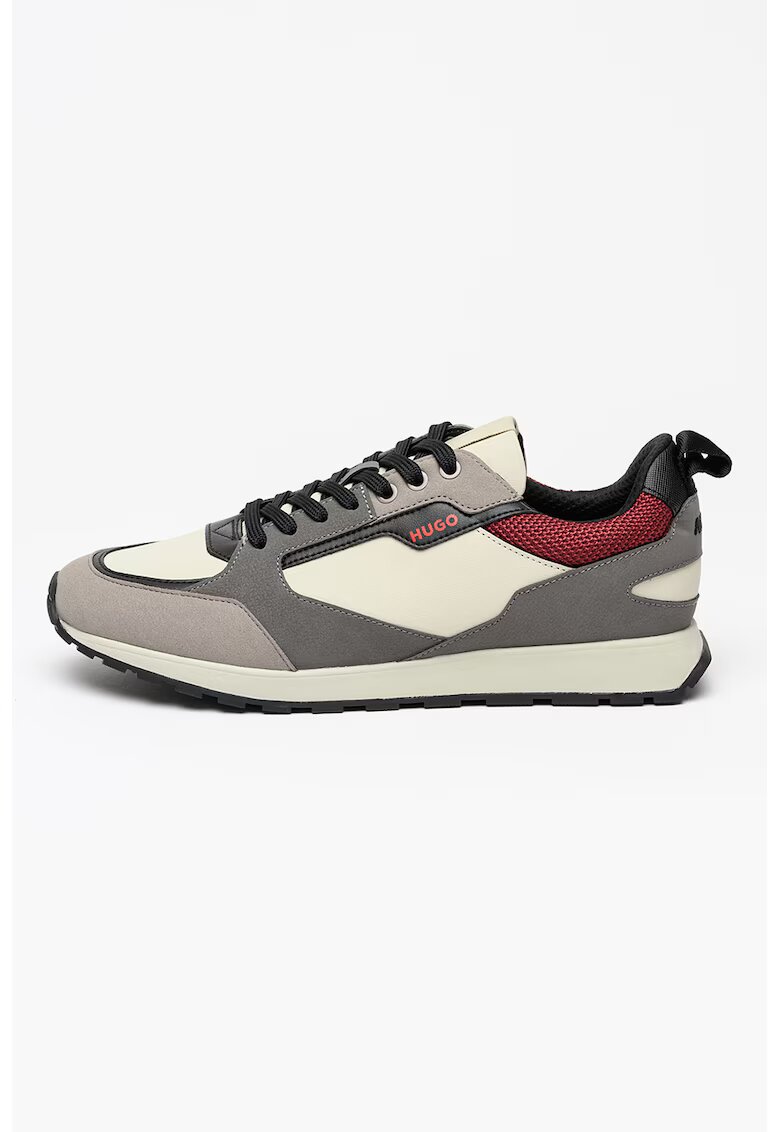 Hugo Pantofi sport din piele ecologica si material textil Icelin - Visiniu/Gri deschis/Bej