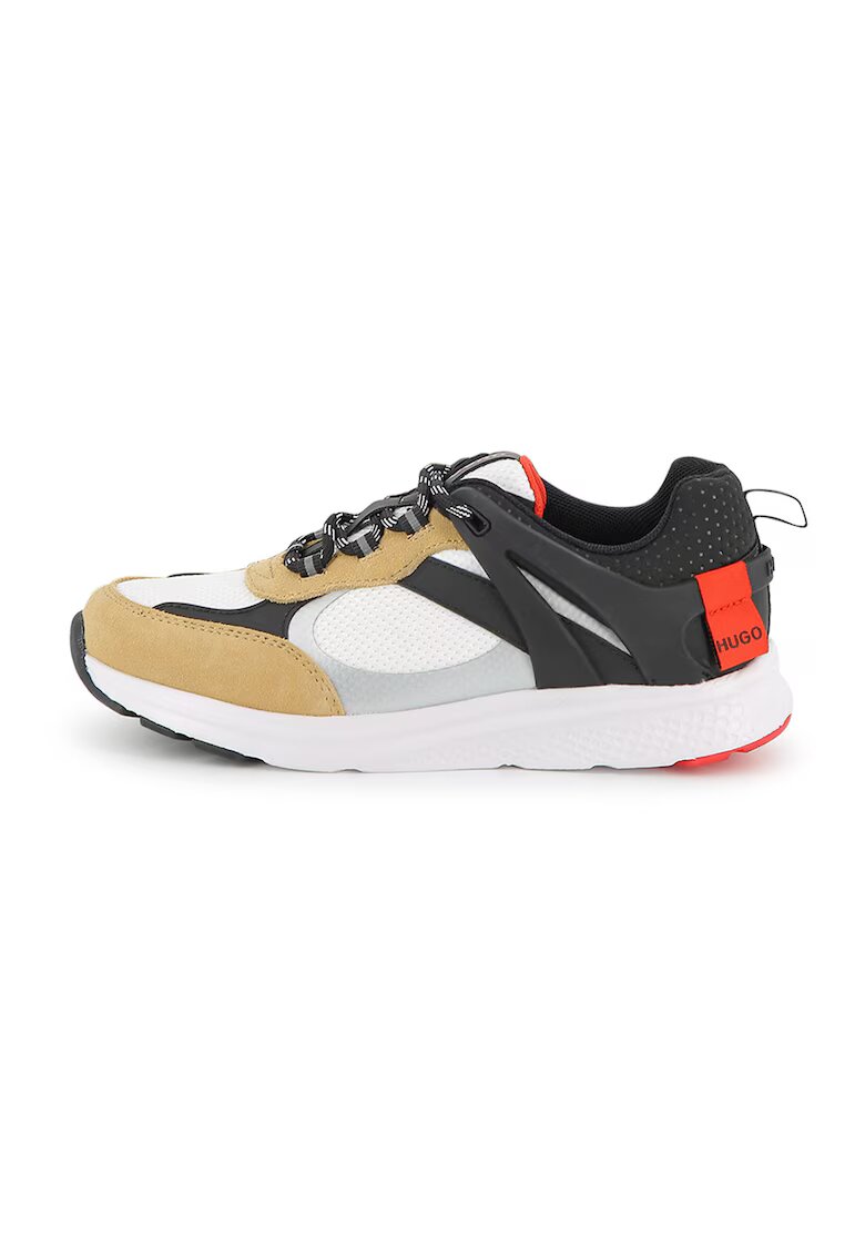 Hugo Pantofi sport low-cut cu garnituri de plasa - Alb/Negru/Maro camel