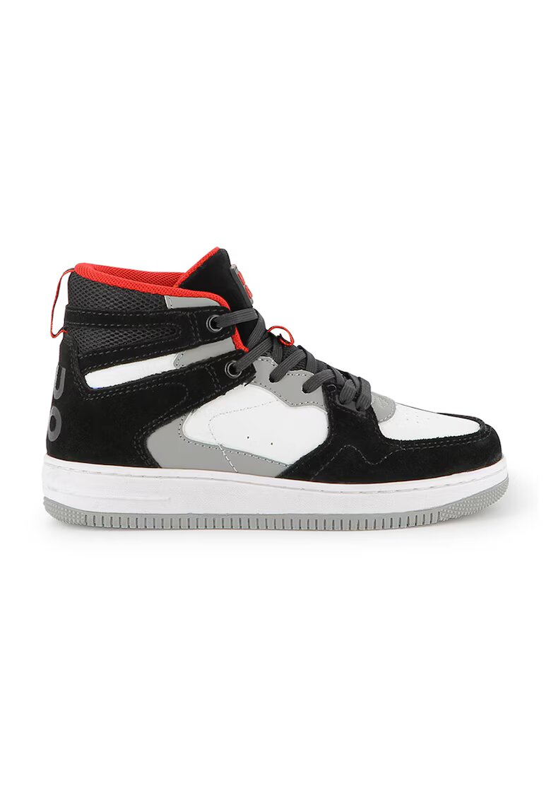 Hugo Pantofi sport mid-high cu garnituri de piele - Alb/Negru/Gri cenusiu