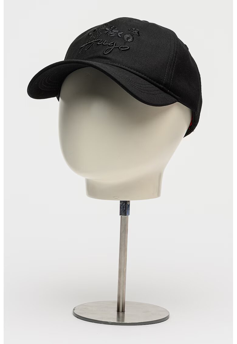 Hugo Sapca cu broderie florala si logo - Negru