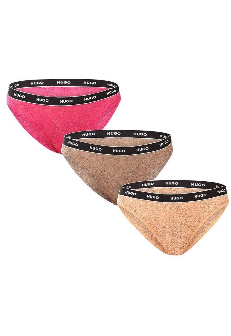 Hugo Set 3 chiloti dama multicolor - bumbac - confortabili - Roz