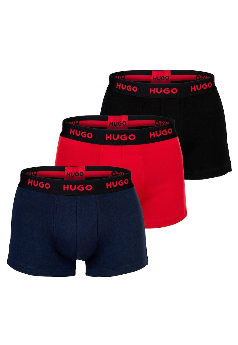 Hugo Set de boxeri cu banda logo in talie - 3 perechi - Negru/Albastru inchis/Rosu vermillion