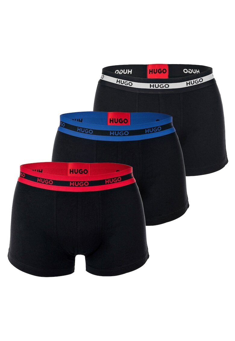 Hugo Set de boxeri cu banda logo in talie - 3 perechi - Rosu/Negru/Albastru