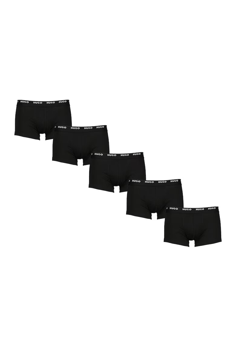 Hugo Set de boxeri cu banda logo in talie - 5 perechi - Negru