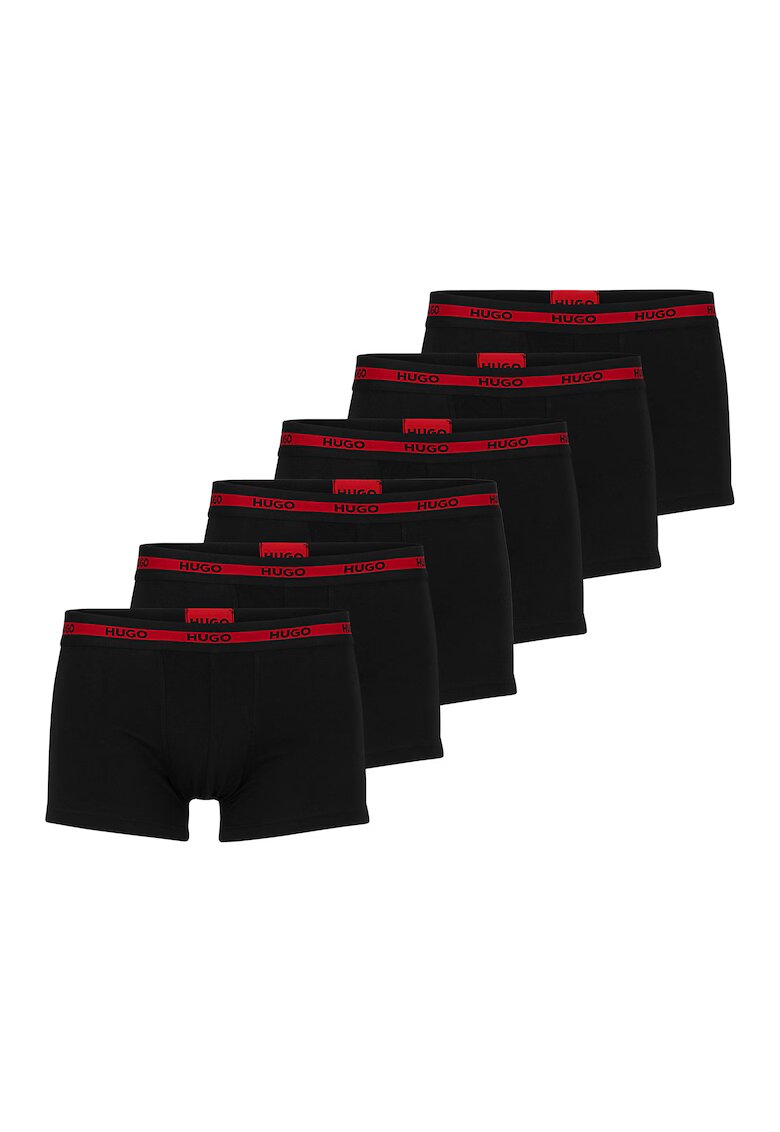 Hugo Set de boxeri cu banda logo in talie - 6 perechi - Negru