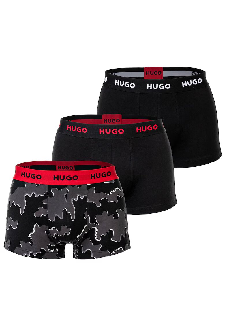 Hugo Set de boxeri din amestec de bumbac - 3 perechi - Negru/Gri