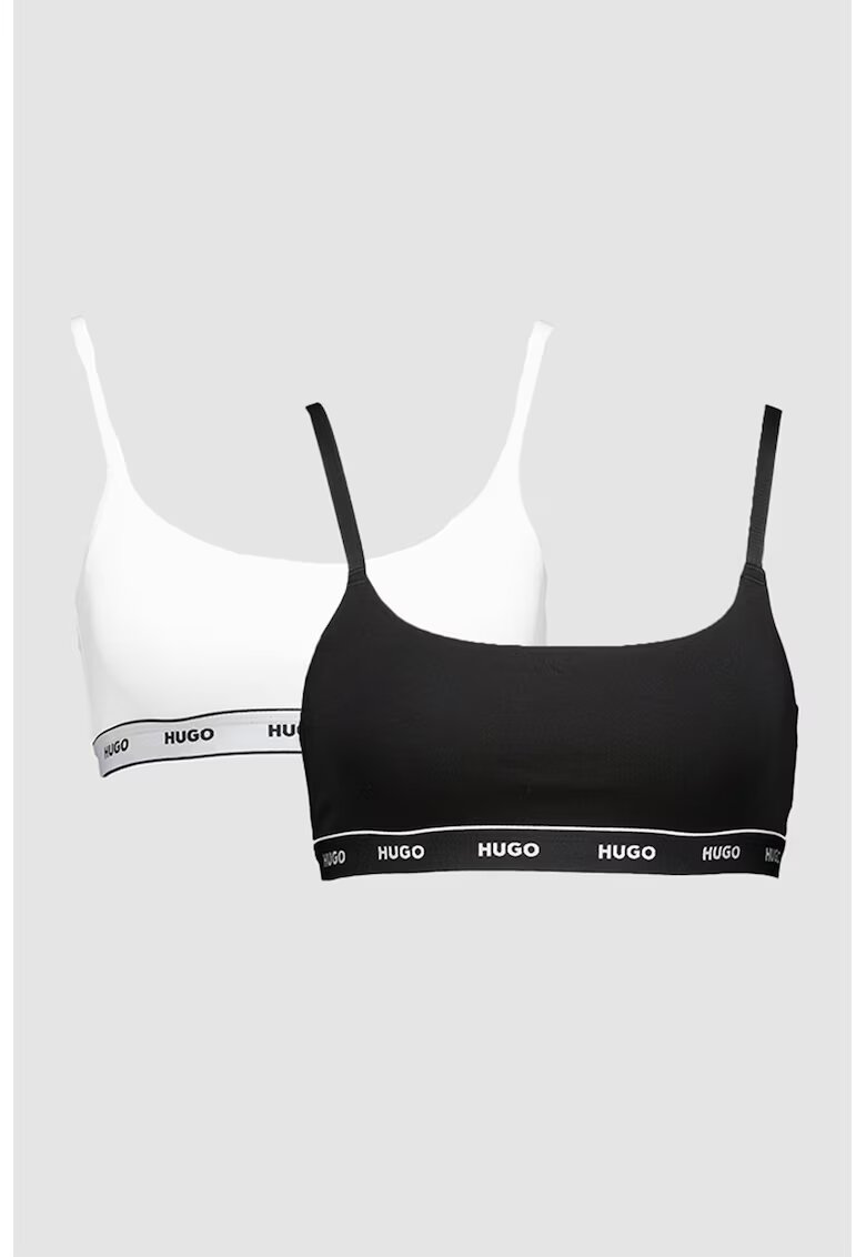 Hugo Set de bustiere cu bretele ajustabile - 2 piese - Alb/Negru