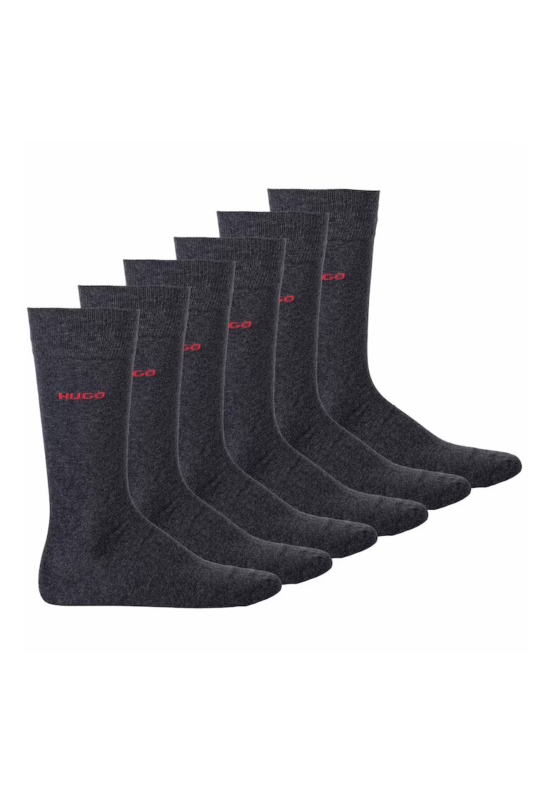 Hugo Set de sosete lungi cu logo - 6 perechi - Gri