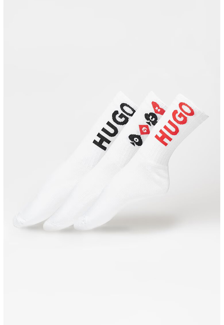 Hugo Set de sosete scurte - 3 perechi - Rosu/Alb/Negru