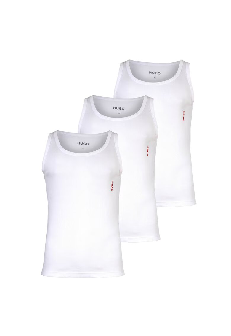 Hugo Set de top-uri de casa cu logo discret - 3 piese - Alb