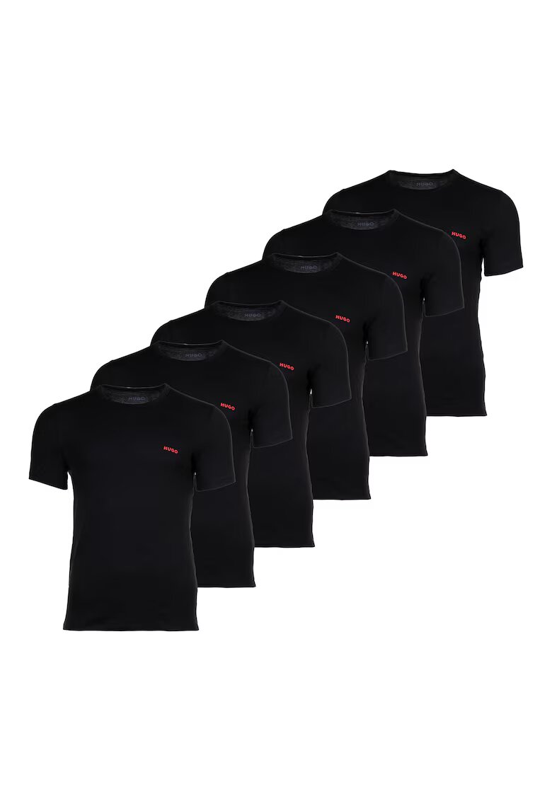 Hugo Set de tricouri cu decolteu la baza gatului - 6 perechi - Negru