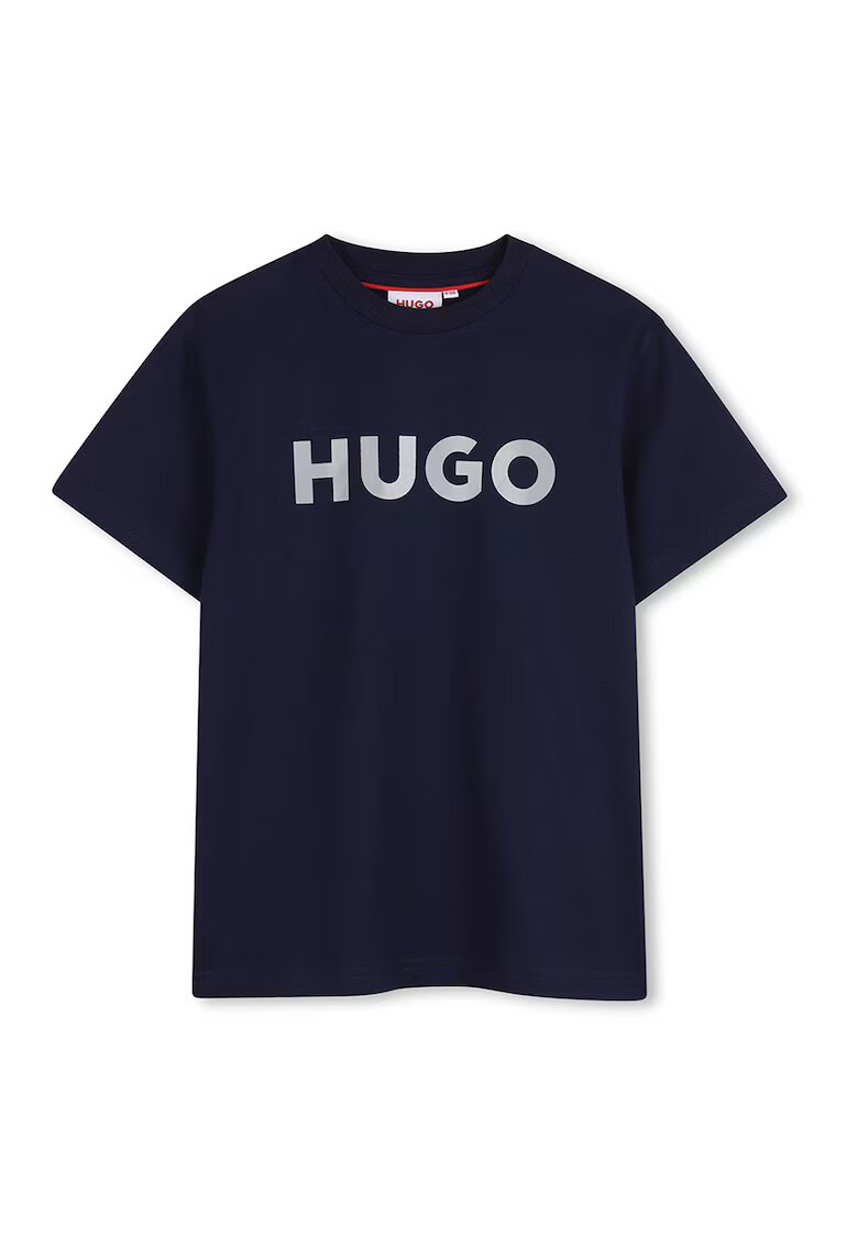 Hugo Tricou cu decolteu la baza gatului si imprimeu logo pe piept - Albastru ultramarin