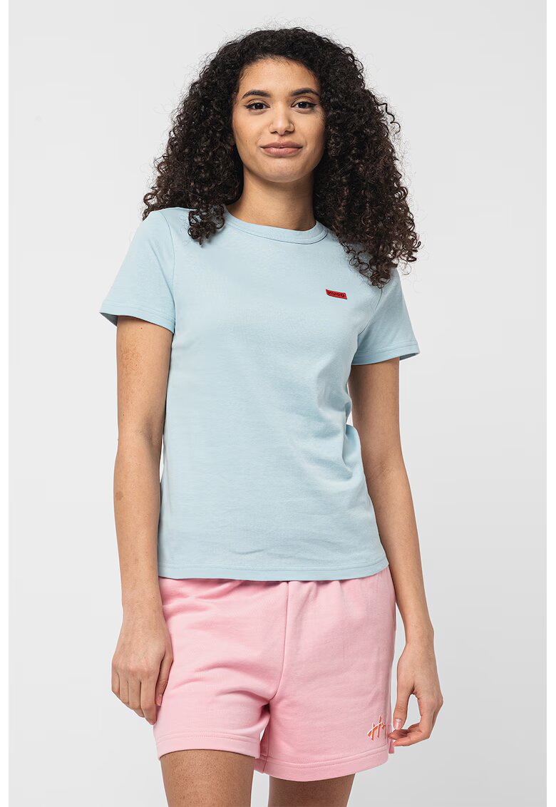 Hugo Tricou de bumbac cu aplicatie logo pe piept Classic - Albastru pastel