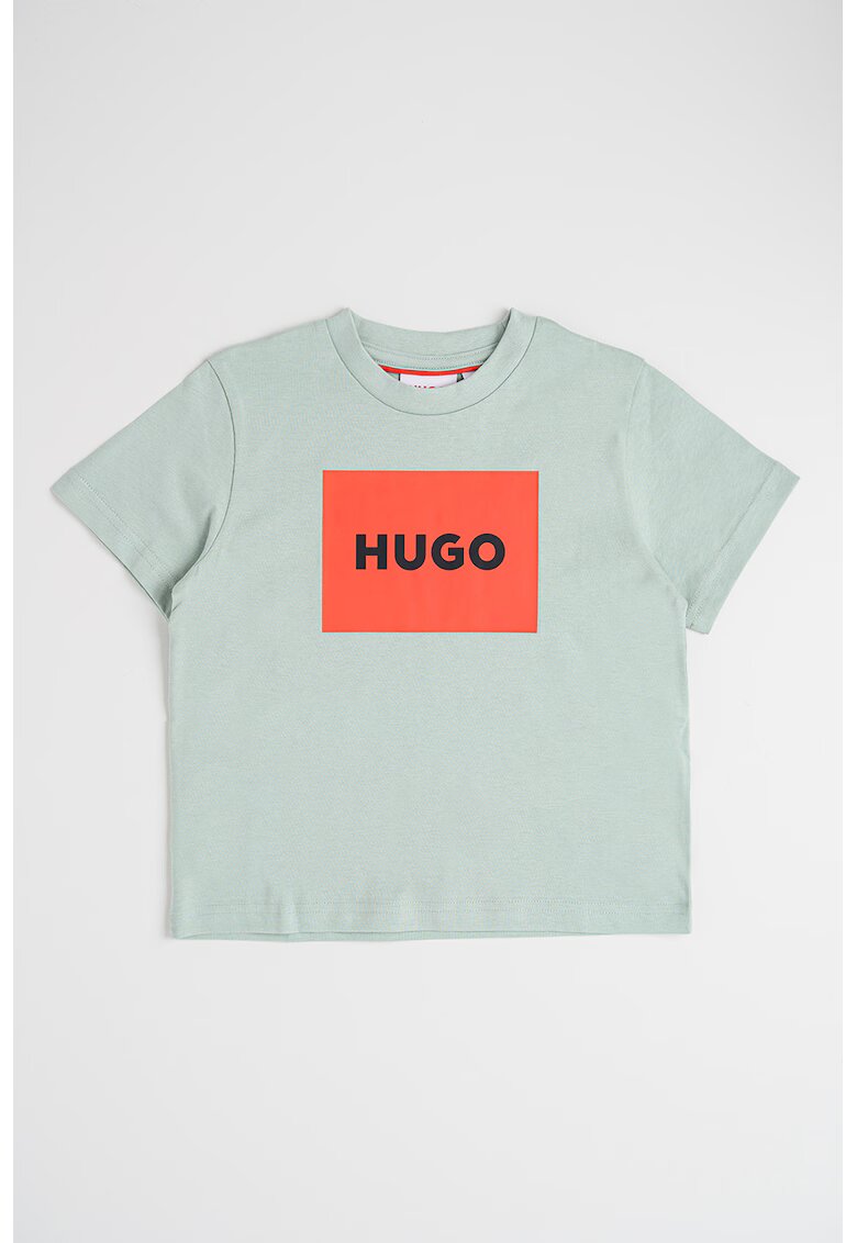 Hugo Tricou de bumbac cu imprimeu logo - Albastru pastel