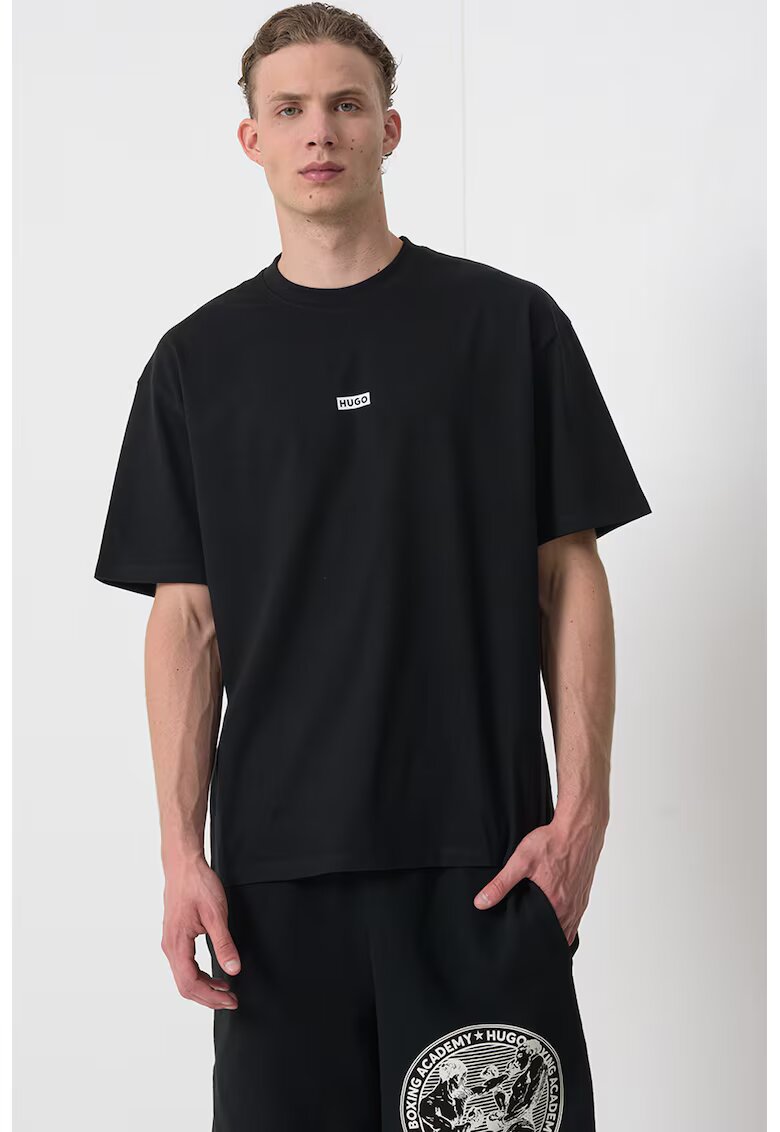 Hugo Tricou de bumbac cu logo Nalono - Negru/Alb optic