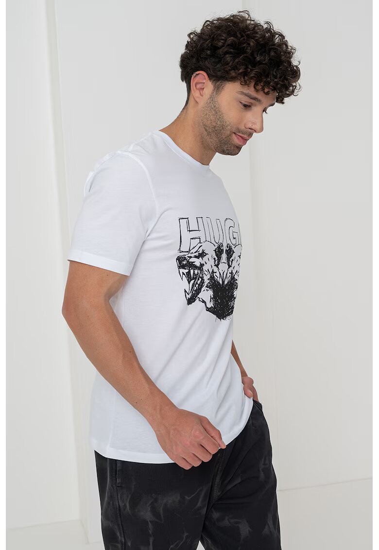Hugo Tricou din bumbac cu imprimeu logo - Negru/Alb optic