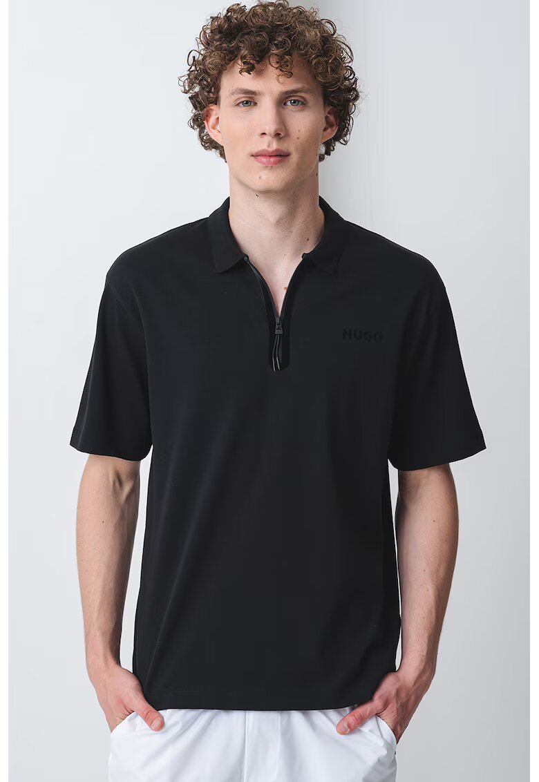 Hugo Tricou polo din amestec de bumbac - Negru stins