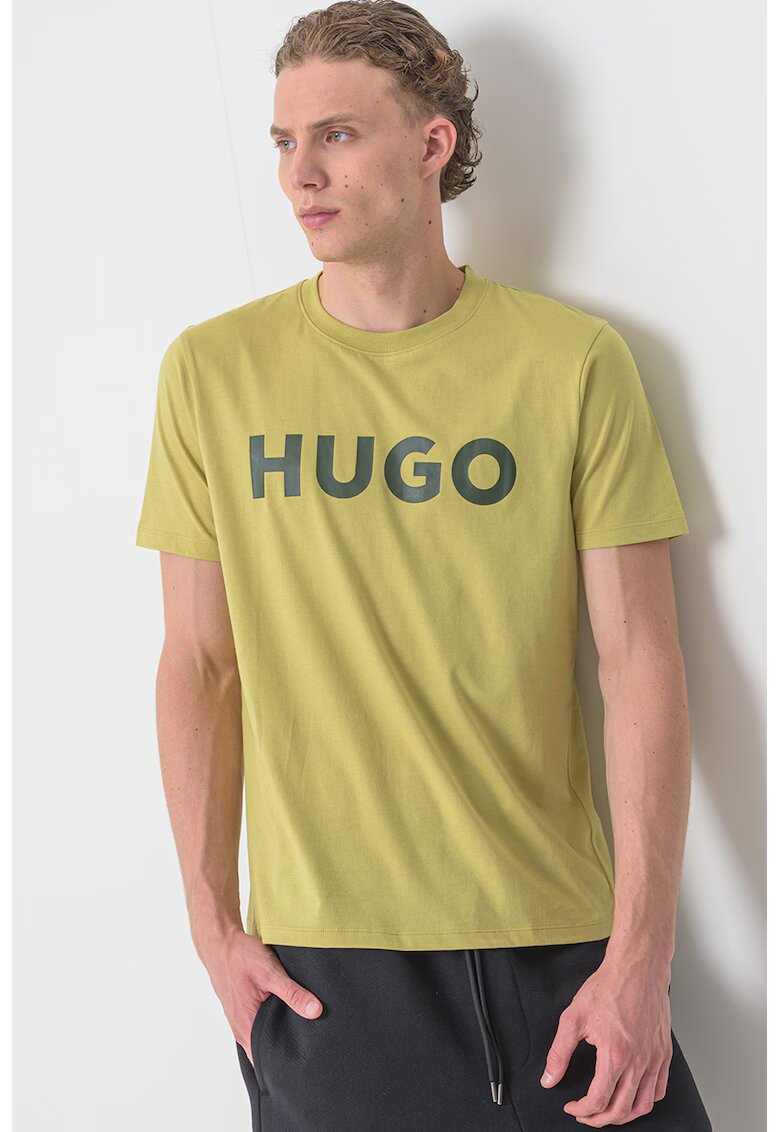 Hugo Tricou regular fit cu logo cauciucat Dulivio - Negru/Verde masliniu