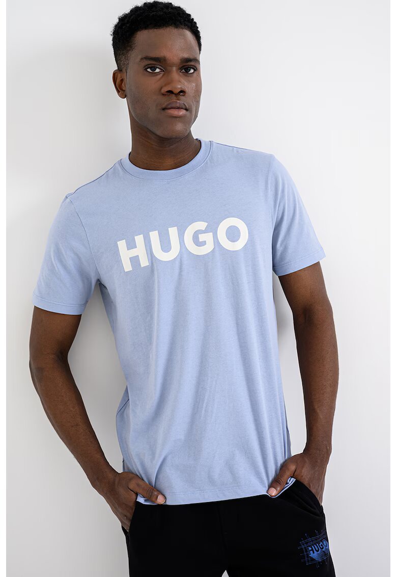 Hugo Tricou regular fit din bumbac Dulivio - Alb/Albastru azur
