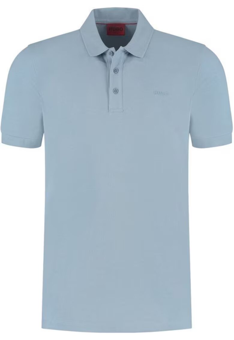 Hugo Tricou simplu din bumbac cu guler polo - Albastru azur