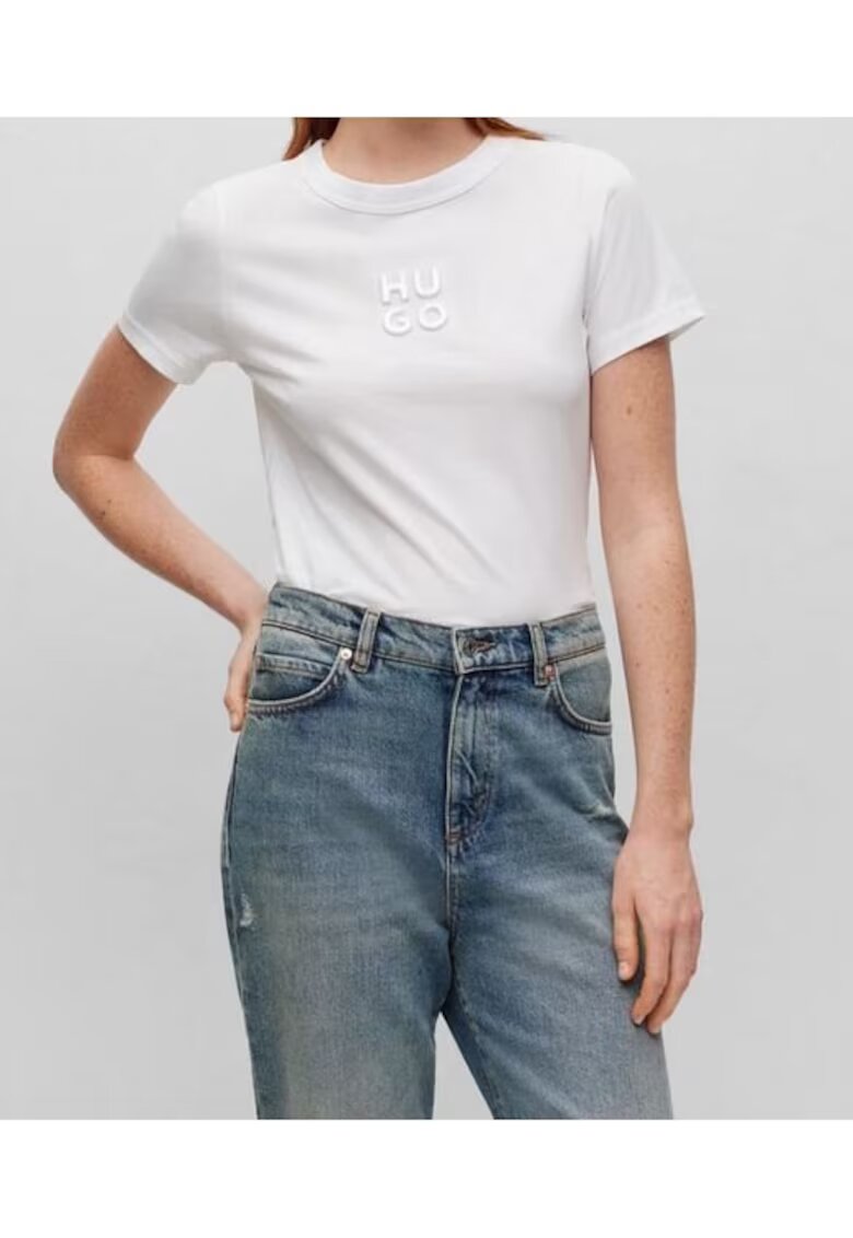 Hugo Tricou slim cu logo iesit in relief