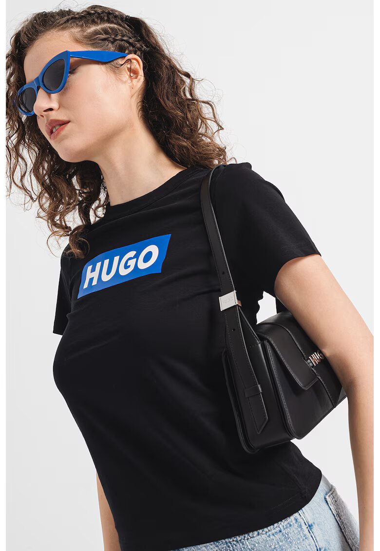 Hugo Tricou slim fit cu banda logo - Negru/Albastru royal