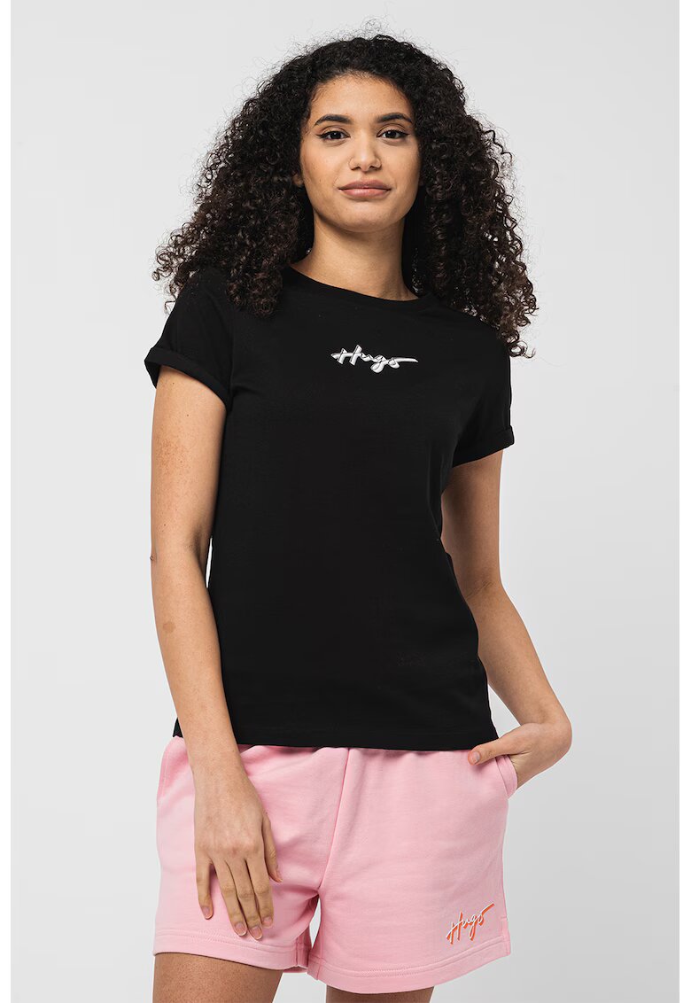 Hugo Tricou slim fit cu decolteu la baza gatului - Alb/Negru