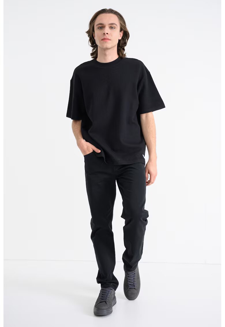 Hugo Tricou striat relaxed fit - Negru