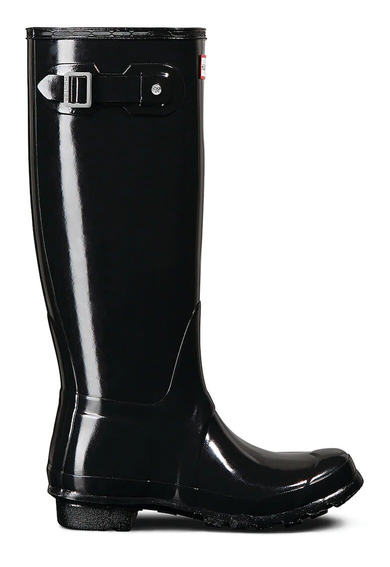 Hunter Cizme impermeabile de ploaie cu aspect lacuit - Negru