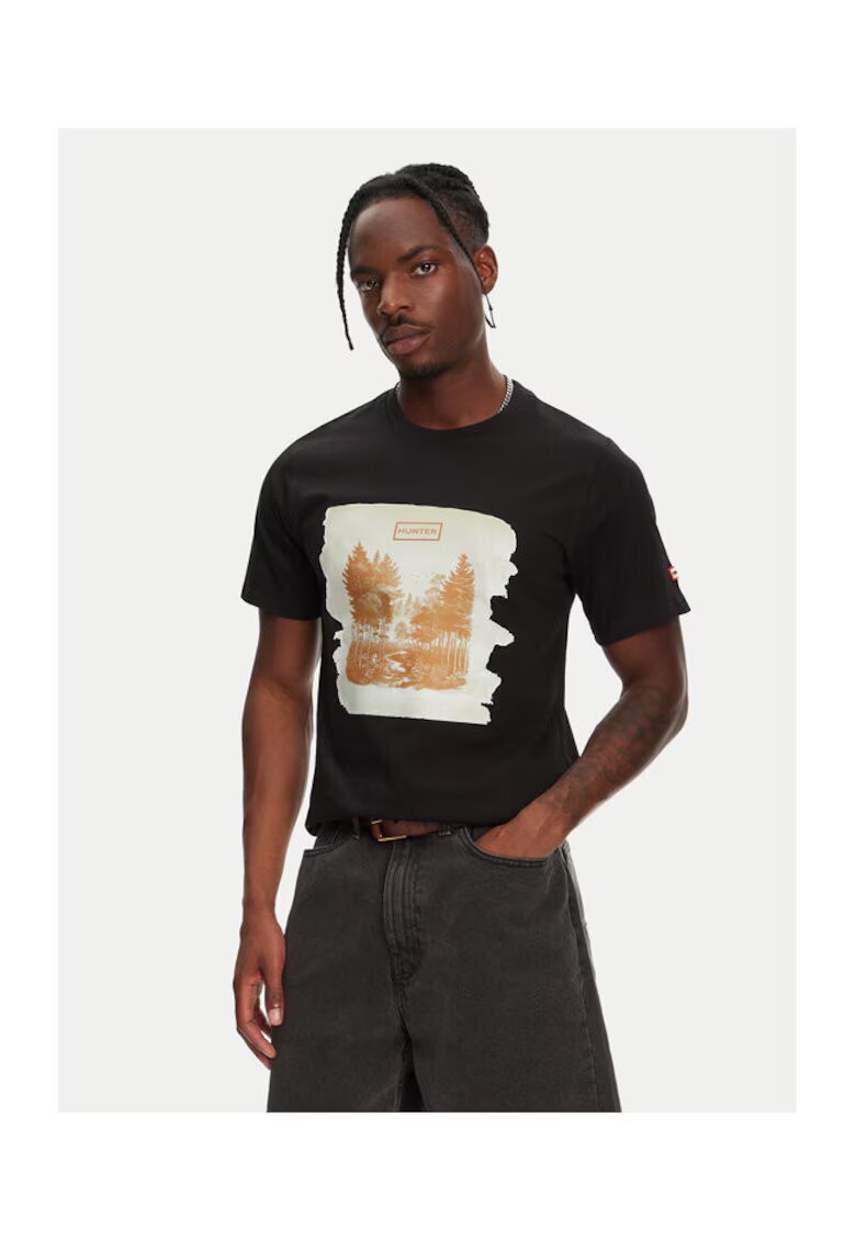 Hunter Tricou barbati HARM0033251 - Bumbac - Negru - Negru