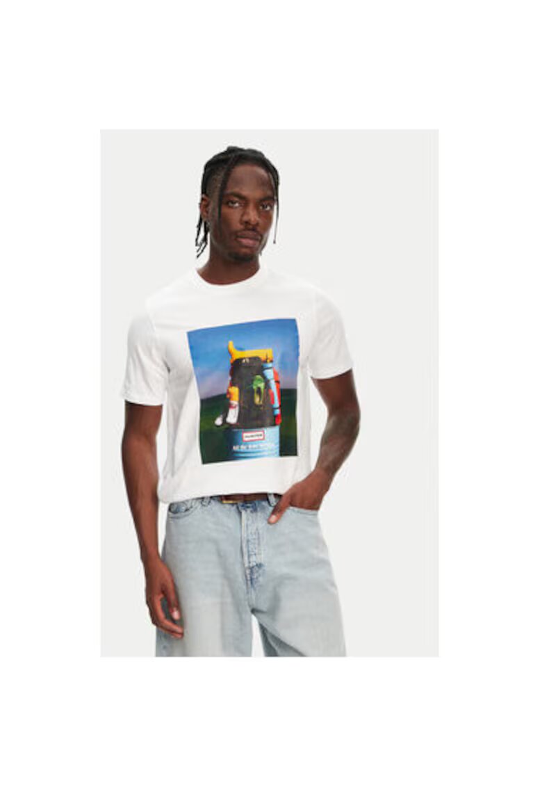 Hunter Tricou barbati HARM0036251 - Bumbac - Alb - Alb