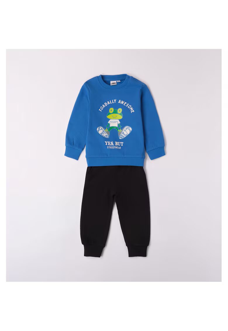 I Do Compleu bluza fllece si pantaloni pentru baieti - 4.7513 - Alb/Verde/Negru/Albastru