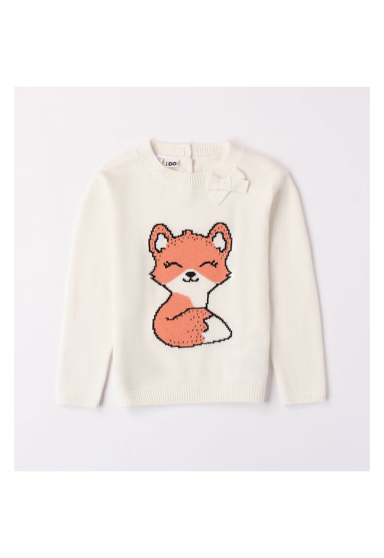 I Do Pulover cu imprimeu vulpita pentru fetite - 4.7646 - Alb