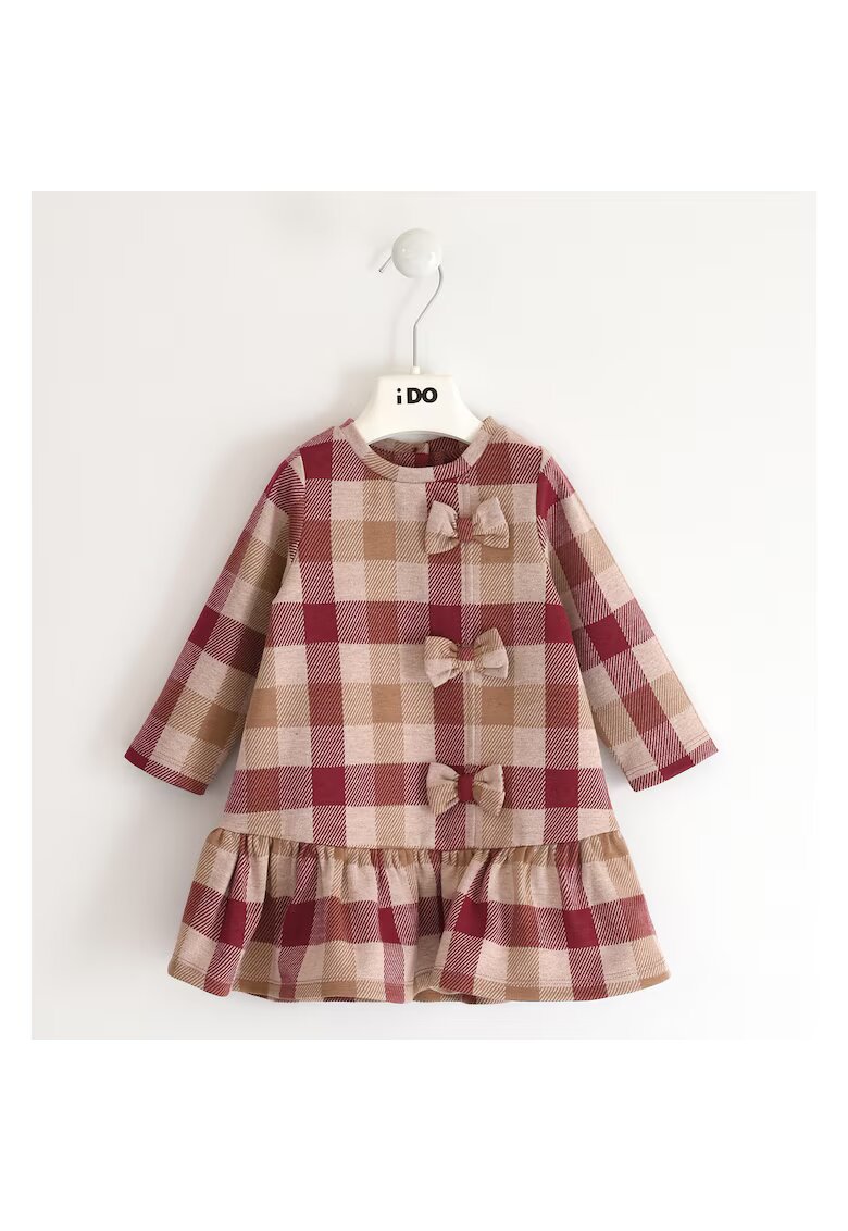 I Do Rochita din tricot cu imprimeu carouri pentru fetite - 4.5910 - Rosu/Bej - Bej/Rosu carmin