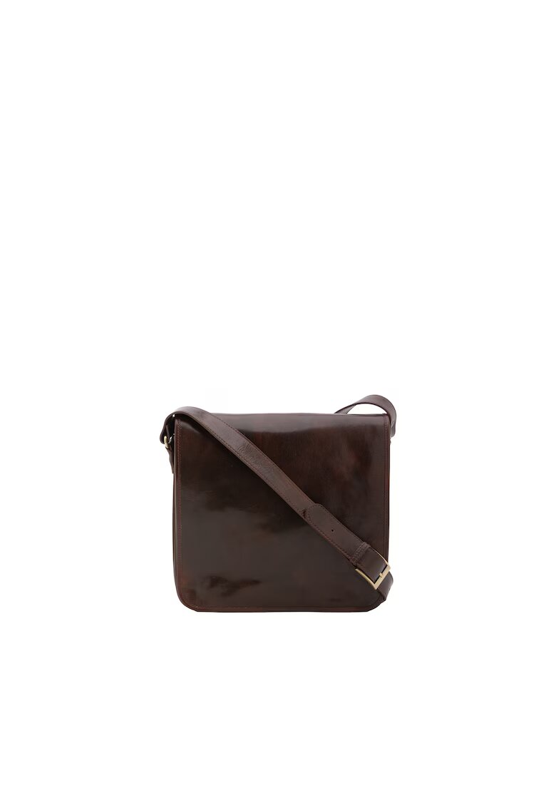 I Fratelli Geanta crossbody de piele cu clapa 210289 - Maro inchis